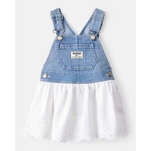 OshKosh B'gosh Baby Girl Denim Eyelet Overall Dress 12M